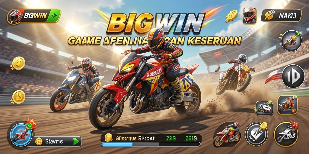 Tampilan aksi mendebarkan dari gameplay balapan dalam BIGWIN