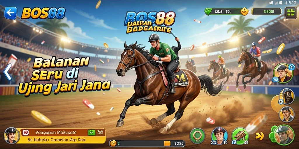 Screenshot gameplay BOS88 menunjukkan balapan yang intens dan mendebarkan.