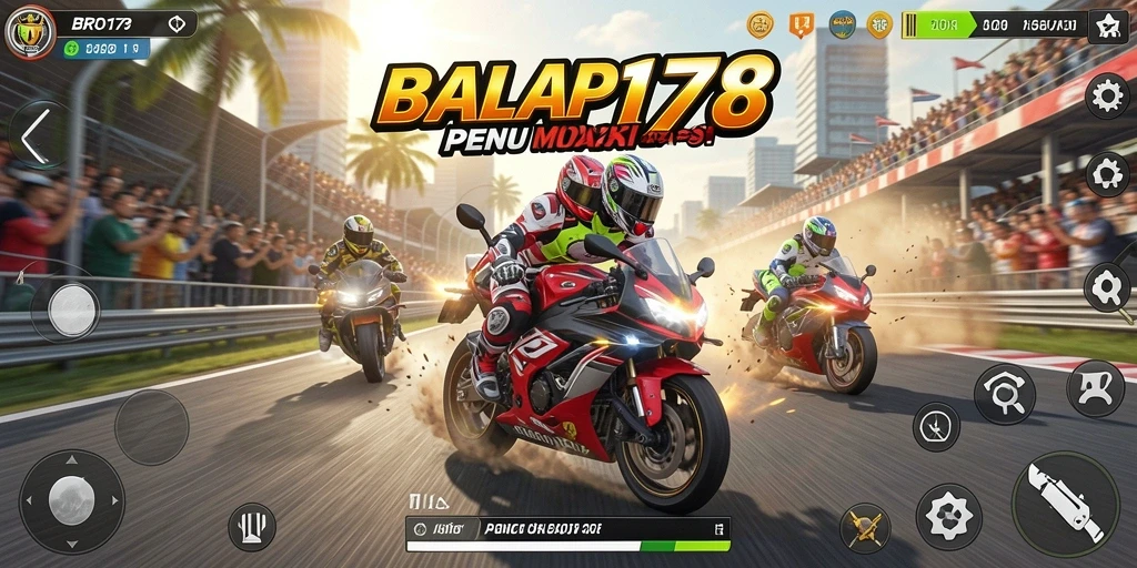 Tampilan menarik dari gameplay balap motor BRO178.
