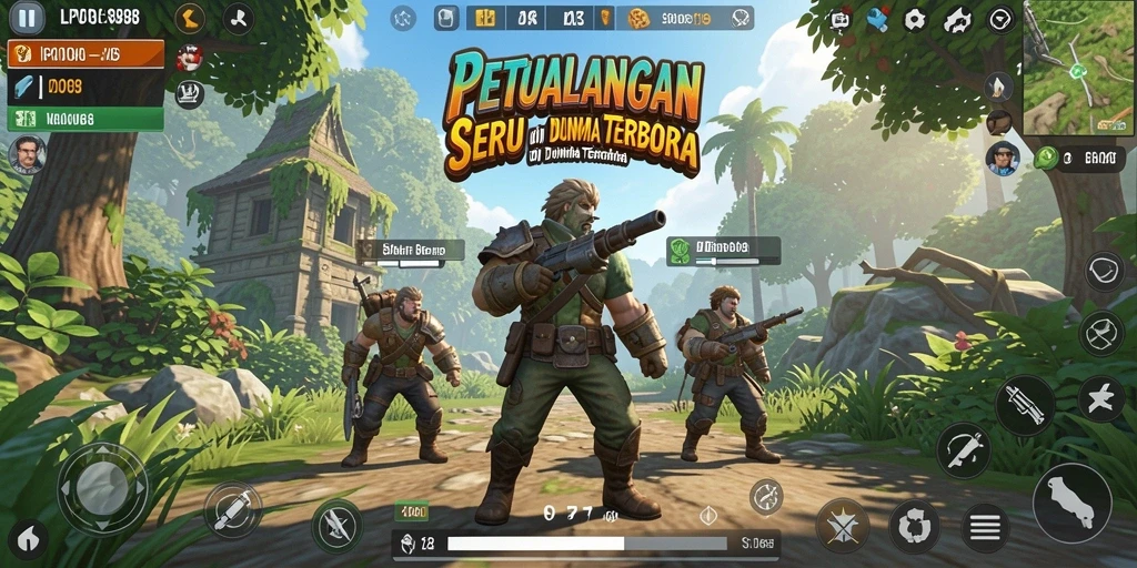Screenshot gameplay LPO88 menunjukkan petualangan di dunia terbuka.