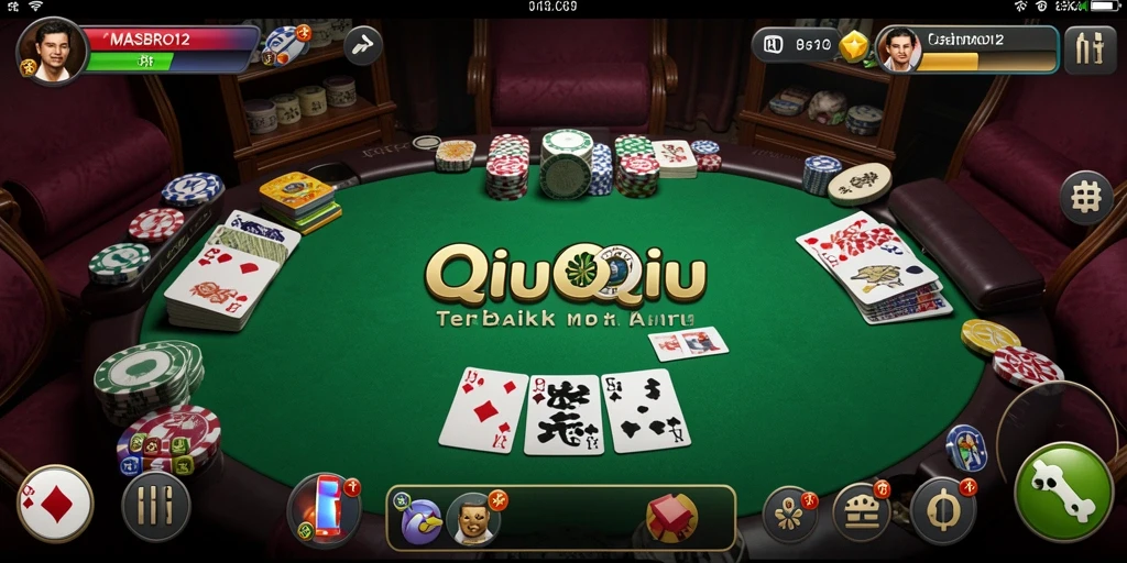 Screenshot gameplay seru dari MASBRO12, menampilkan aksi kartu QiuQiu.