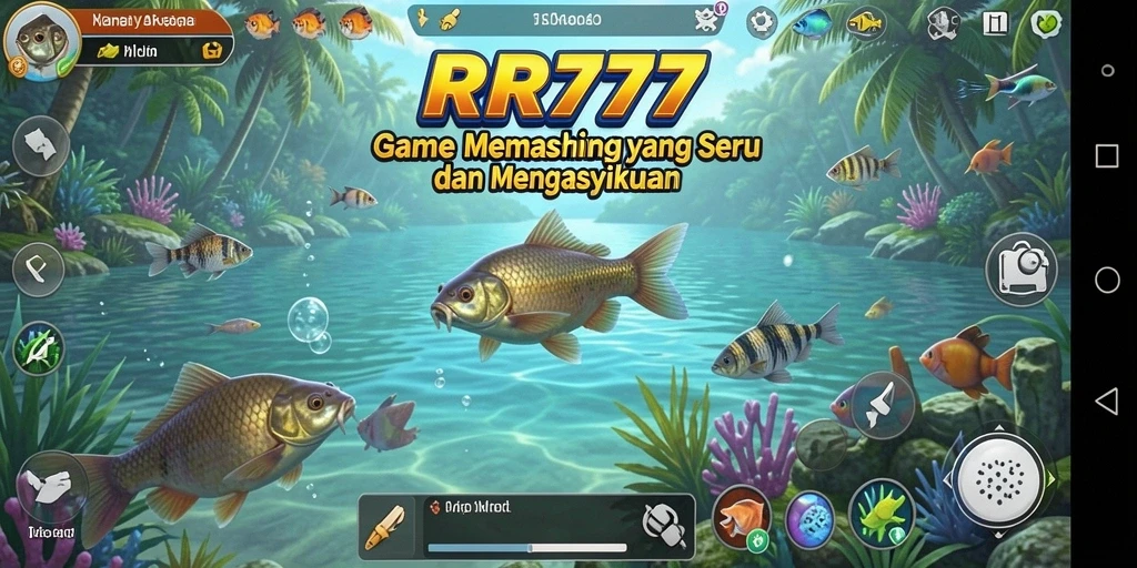Screenshot gameplay RR777 menunjukkan aksi memancing yang mendebarkan.