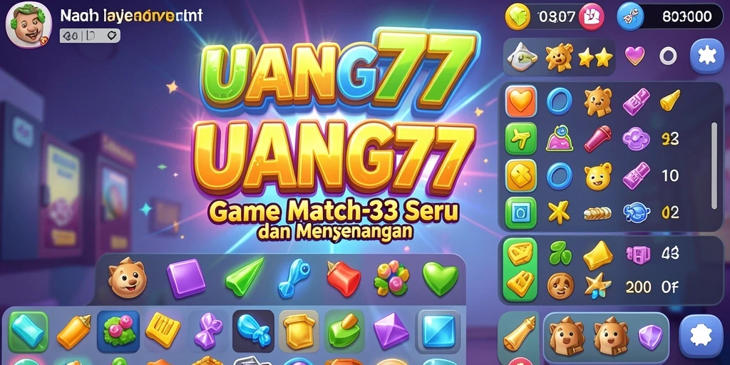 Tampilan gameplay UANG77 dengan pengalaman Match-3 yang memukau.